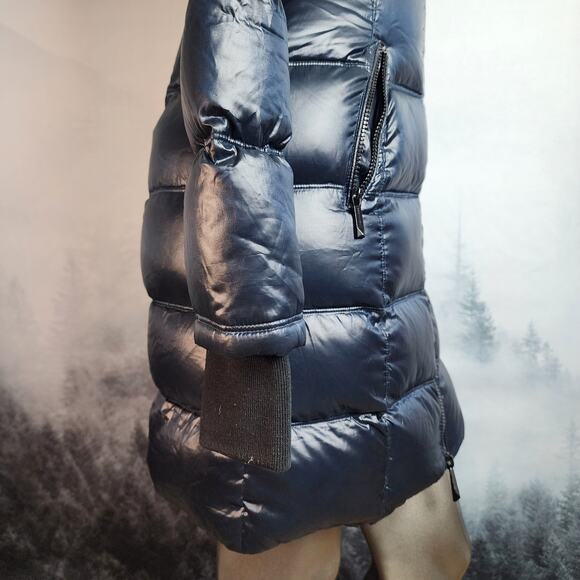BCBGMaxazria Metallic Sapphire Down Puffer Coat | Women's XS - Picture 10 of 16